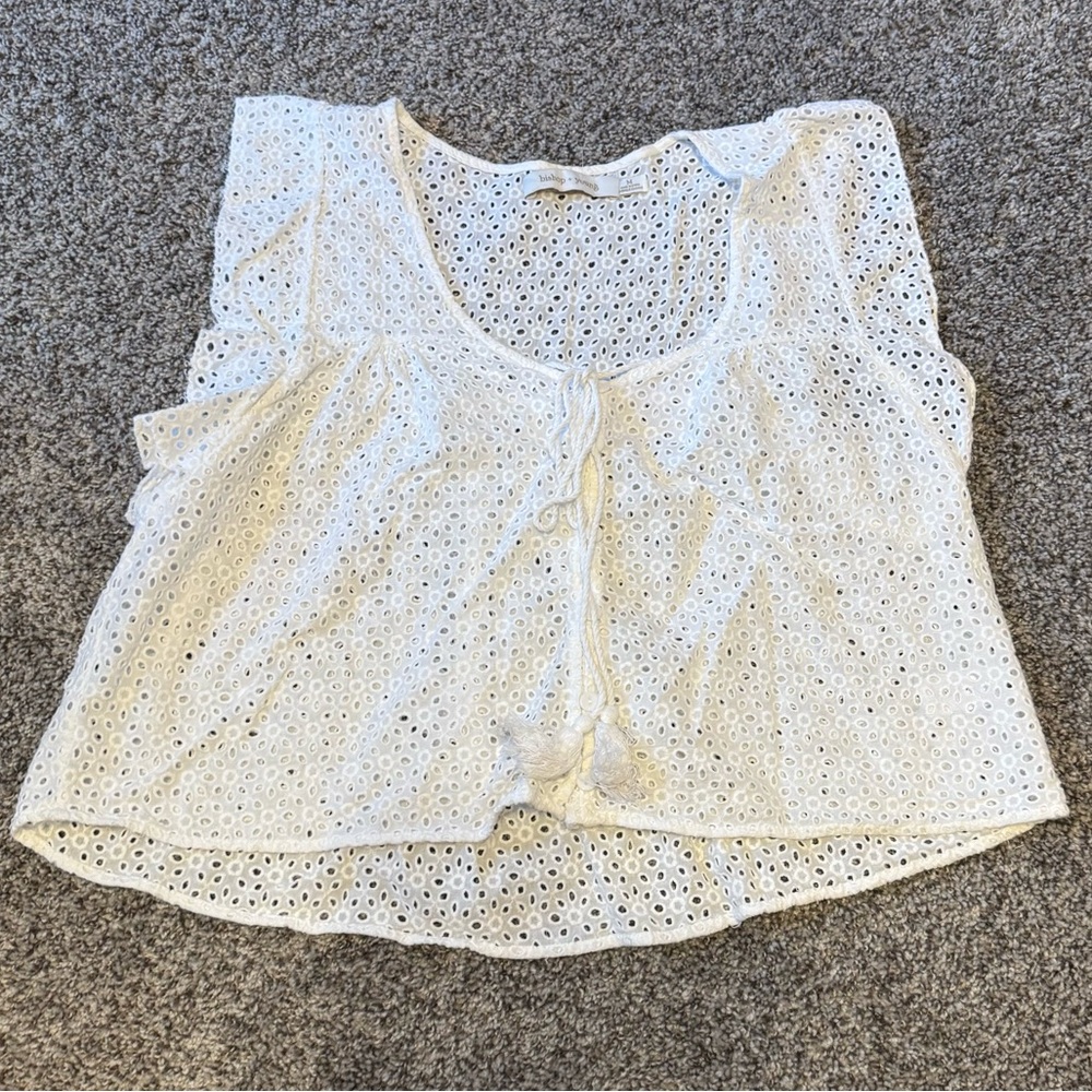 bishop + young white Eyelet Blouse